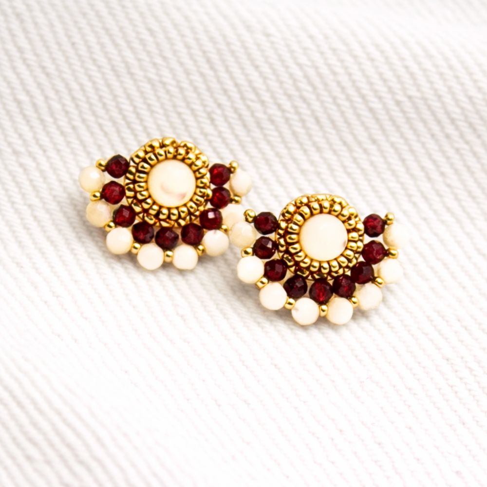 Boucles d'oreilles Anaïs - COLETTE S'APPRÊTE - Bleu Blanc Couture - Made in France