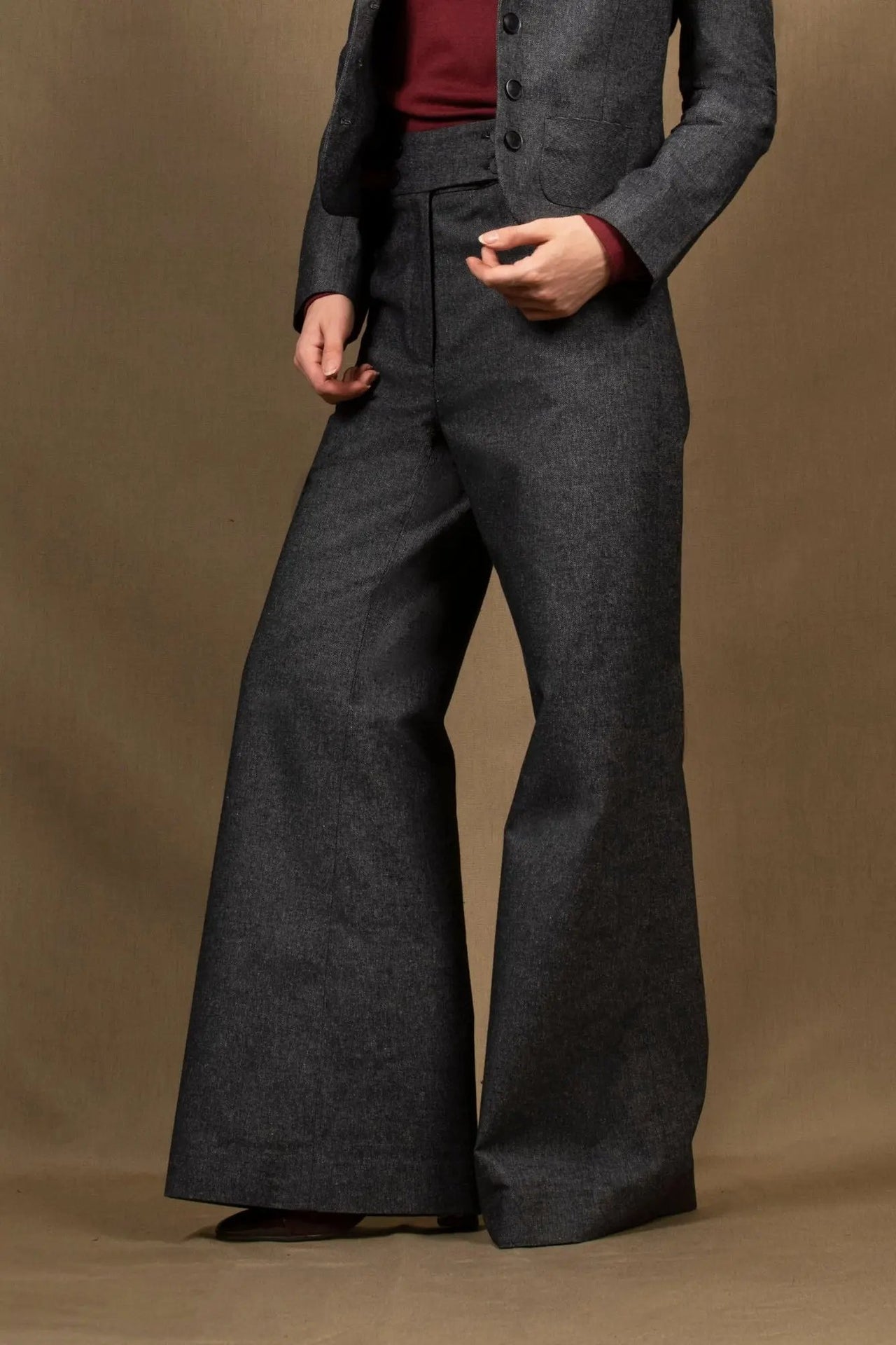 Pantalon Femme Coupe Flare Bleu Jean – Certitude - My Tailor is Joh - Made in France