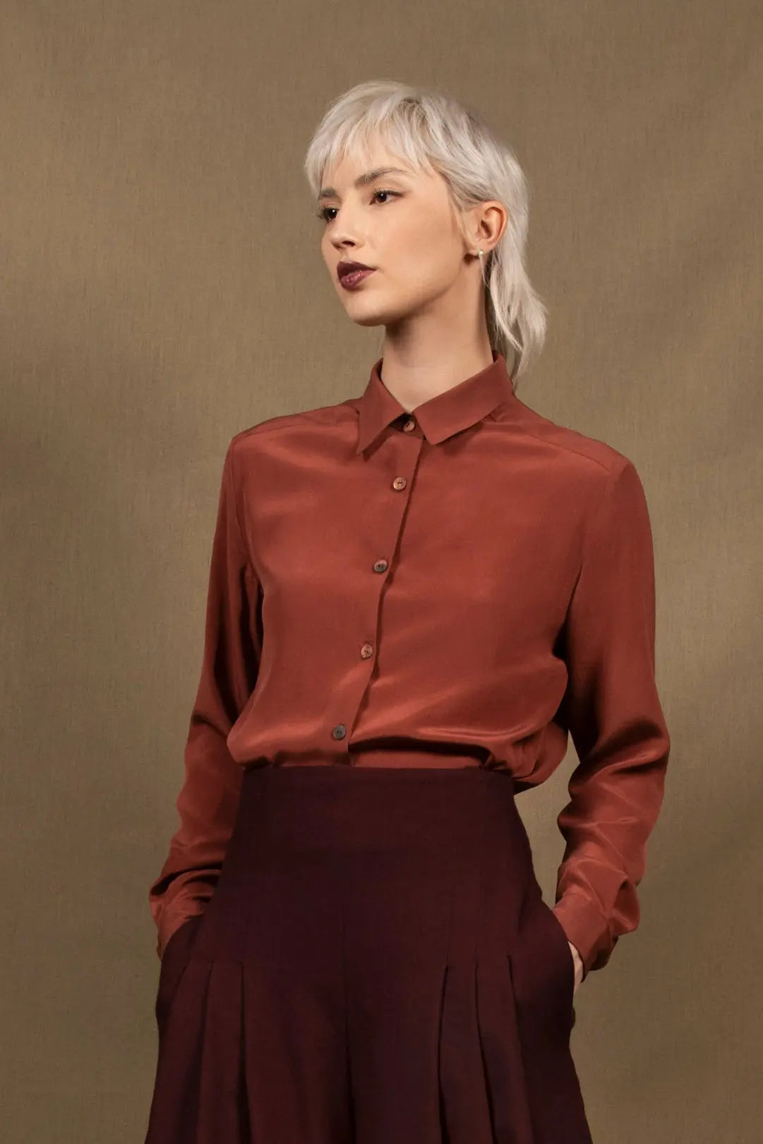 Chemise Femme Soie Chestnut - Conception - My Tailor is Joh - Made in France