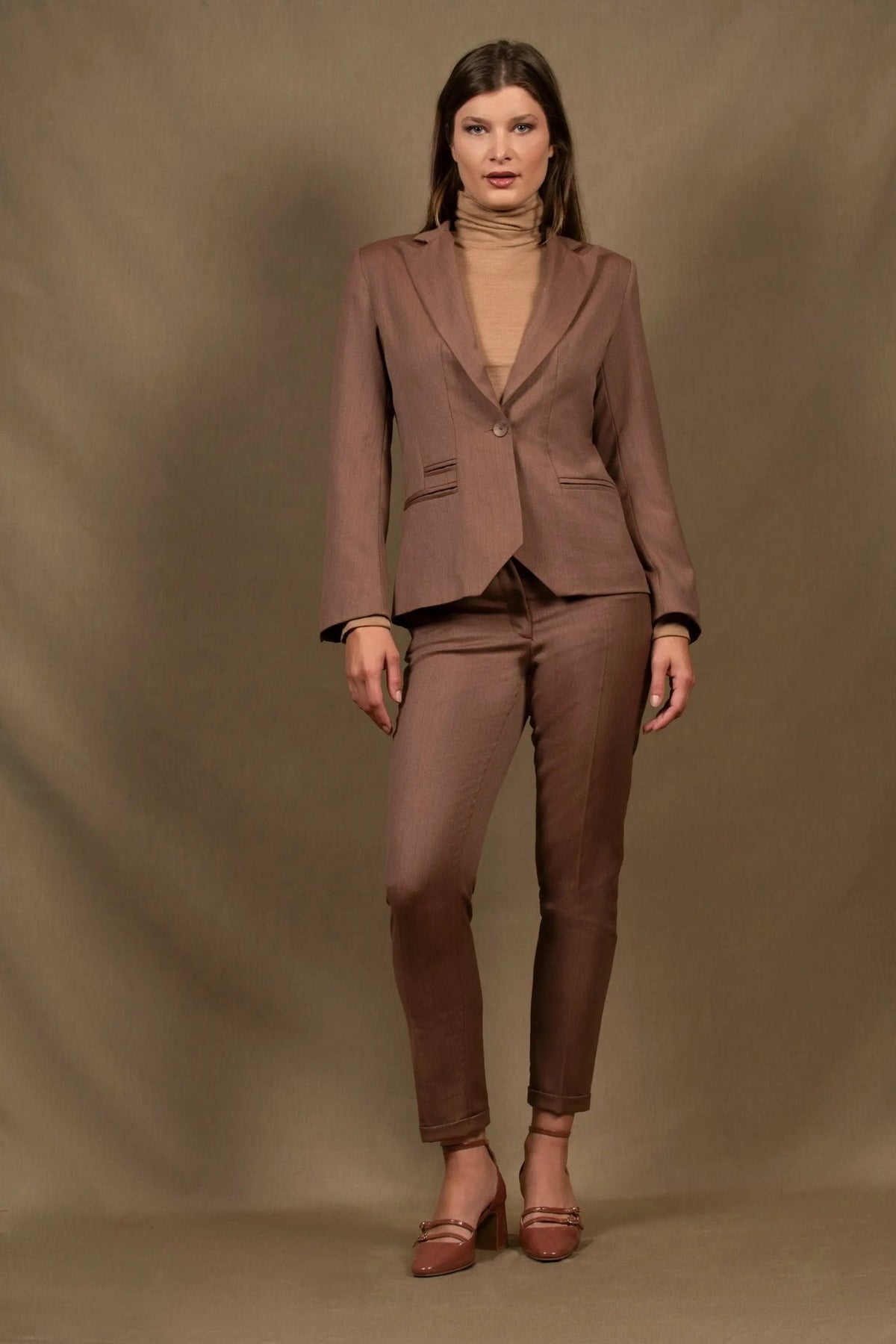 Tailleur Femme Veste Cintrée Pantalon fitté Laine Tomette – Conception - My Tailor Joh - Made in France