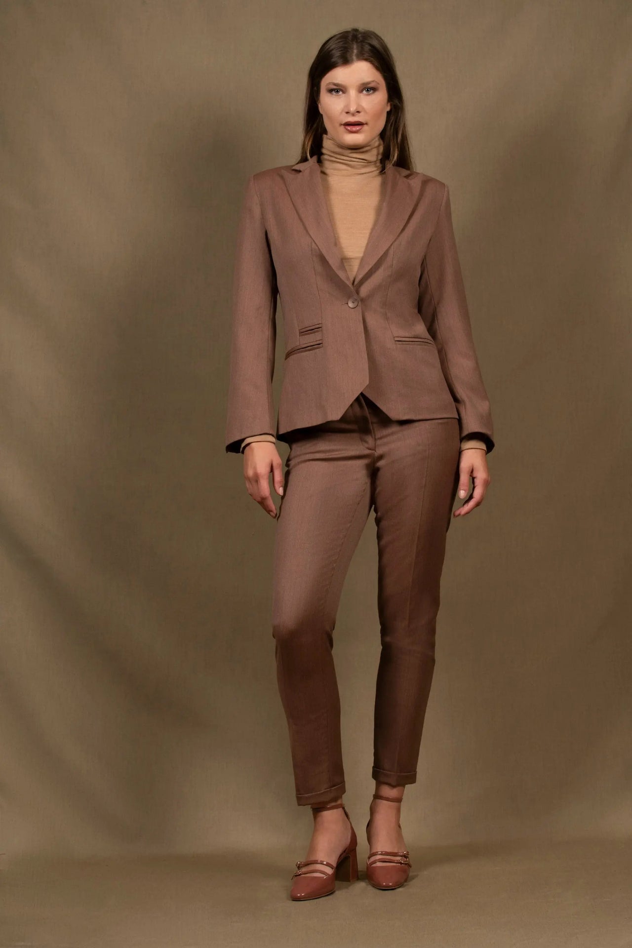 Tailleur Femme Veste Cintrée Pantalon fitté Laine Tomette – Conception - My Tailor Joh - Made in France