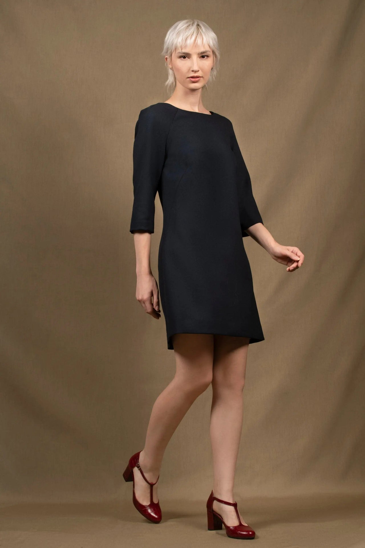Robe Trapèze en Laine Bleu Marine - Sensation - Bleu Blanc Couture - Made in France