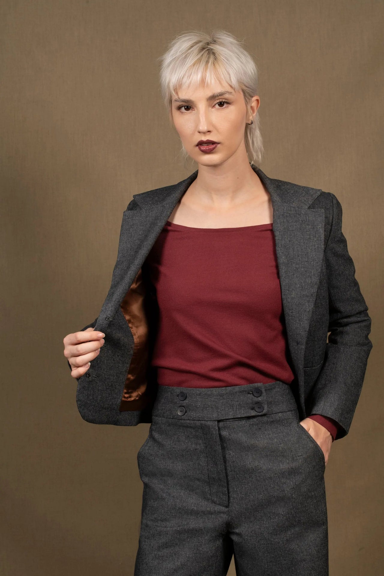 Veste Tailleur Femme Courte Bleu Jean - Certitude - My Tailor is Joh - Made in France